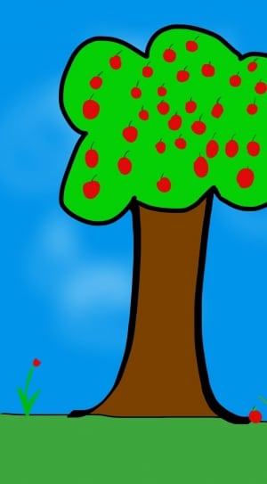 brown red and green apple tree illustration thumbnail