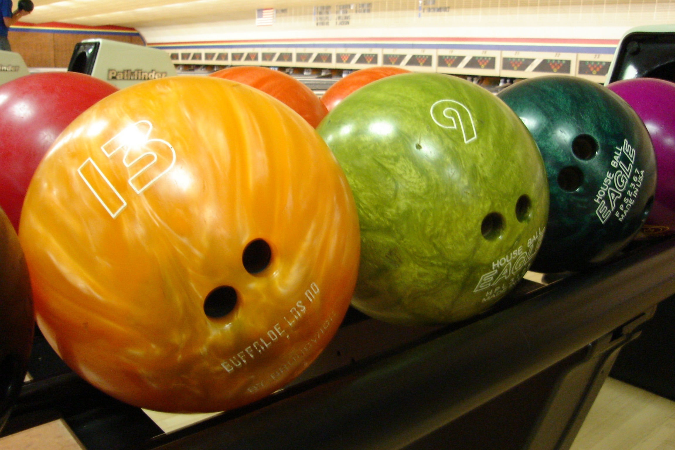 8 assorted bowling balls