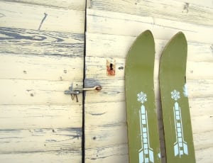 green snow skis thumbnail