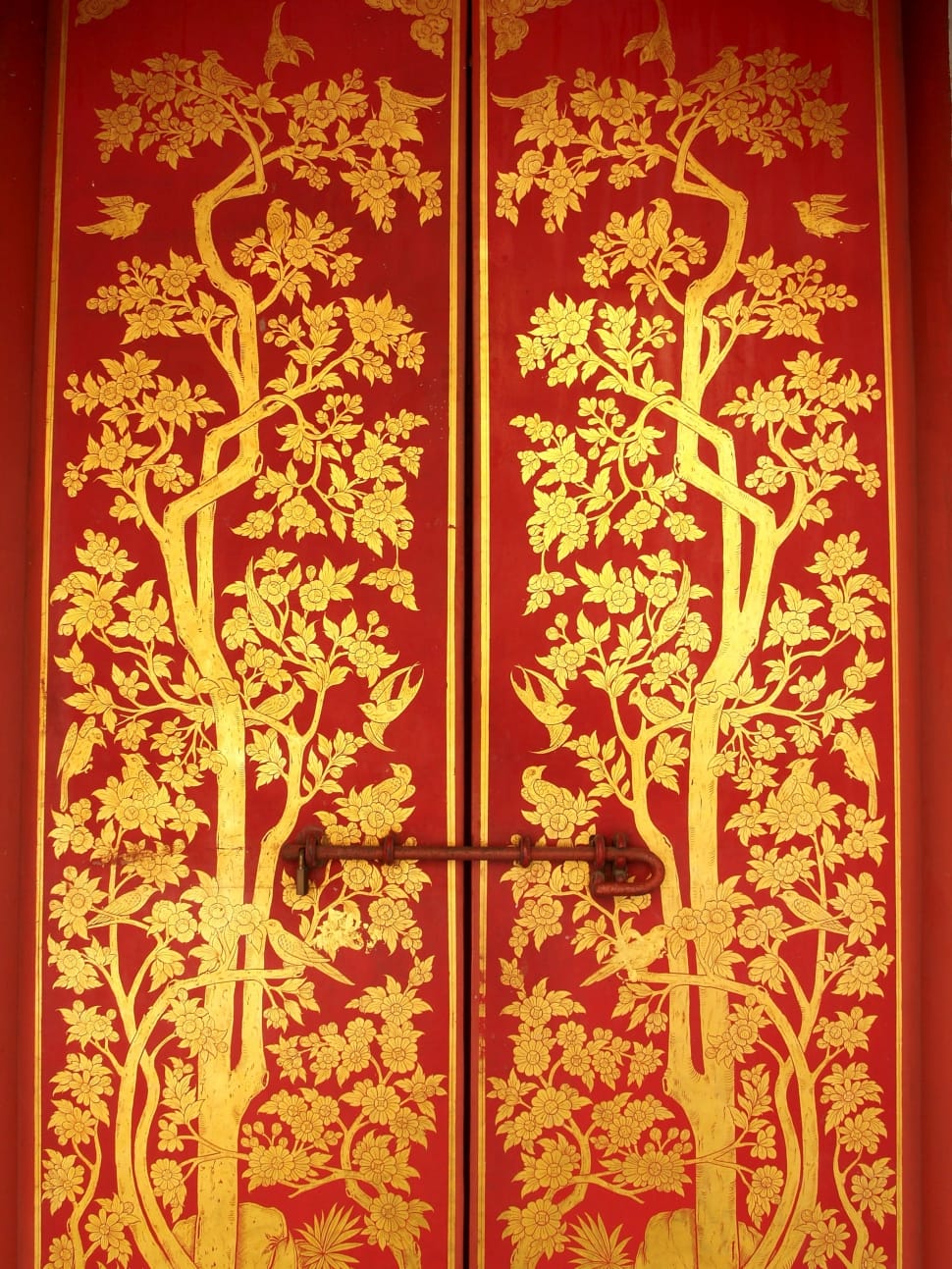 red and gold wooden cabinet preview