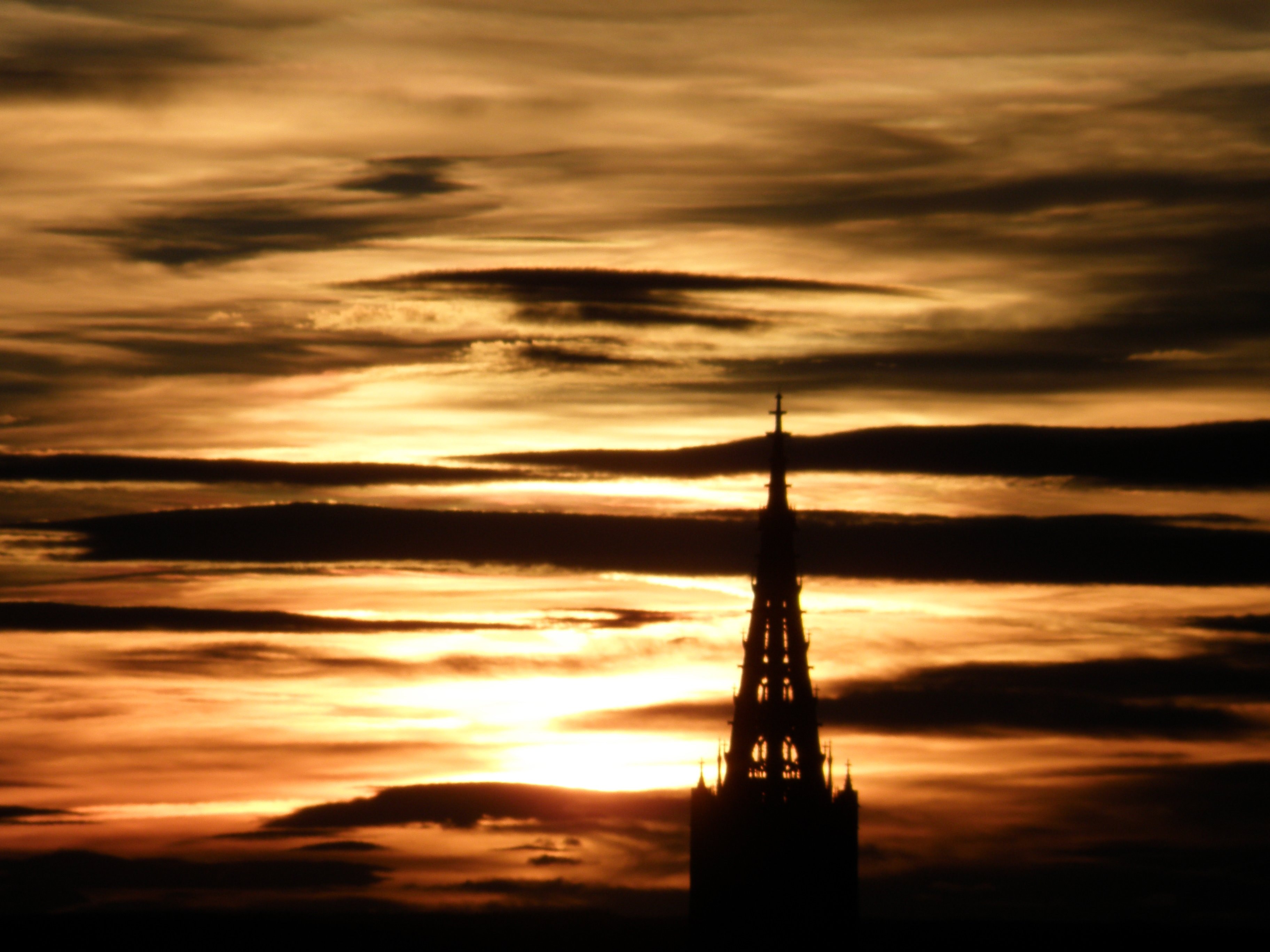silhouette of cathedral during sunset