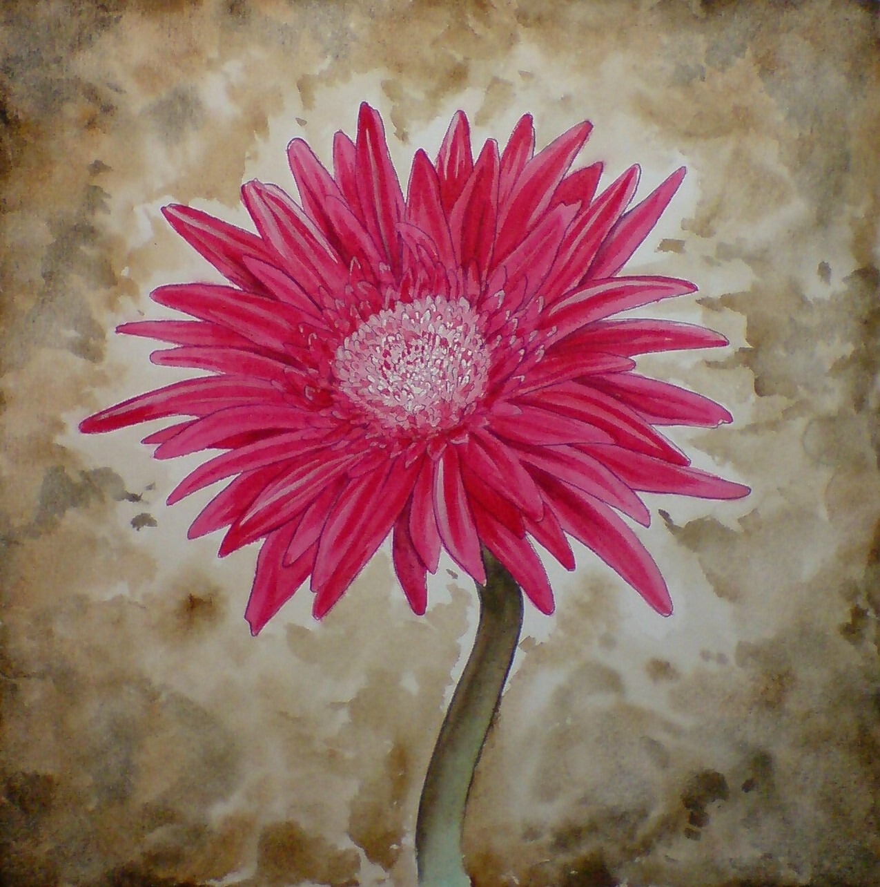 pink and green flower artwork