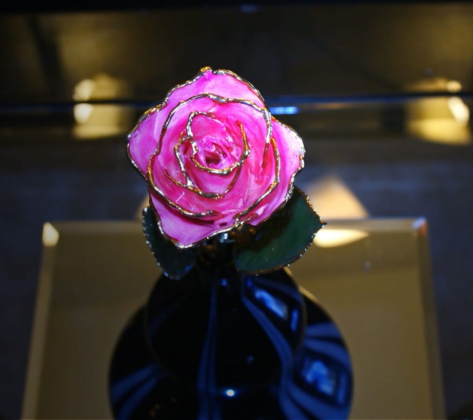 pink and gold rose flower ornament preview
