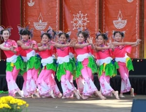 girl's pink white and green dance costume thumbnail
