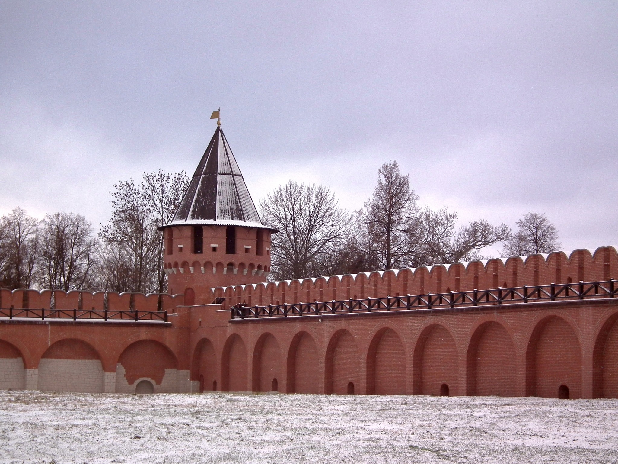 Fortress, Tower, Fence, Wall, Brick, Day, architecture, winter