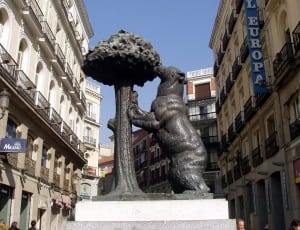 bear leaning on tree statue thumbnail