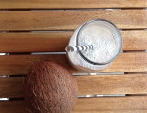 brow coconut and clear glass mason jar thumbnail