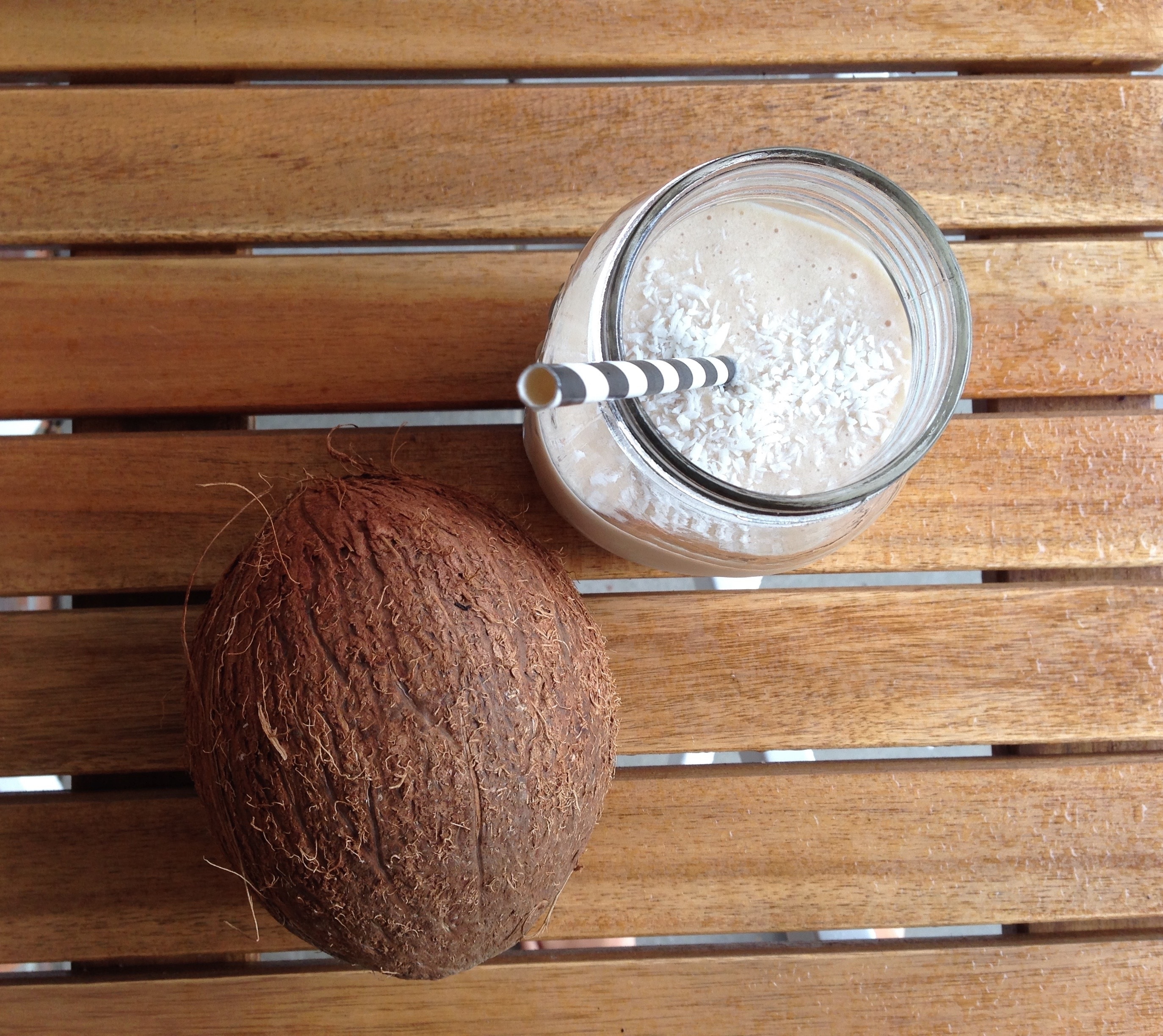 brow coconut and clear glass mason jar