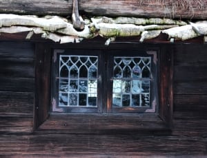 brown wooden frame glassed windowpane thumbnail
