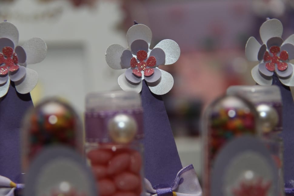 white and purple flower decors preview