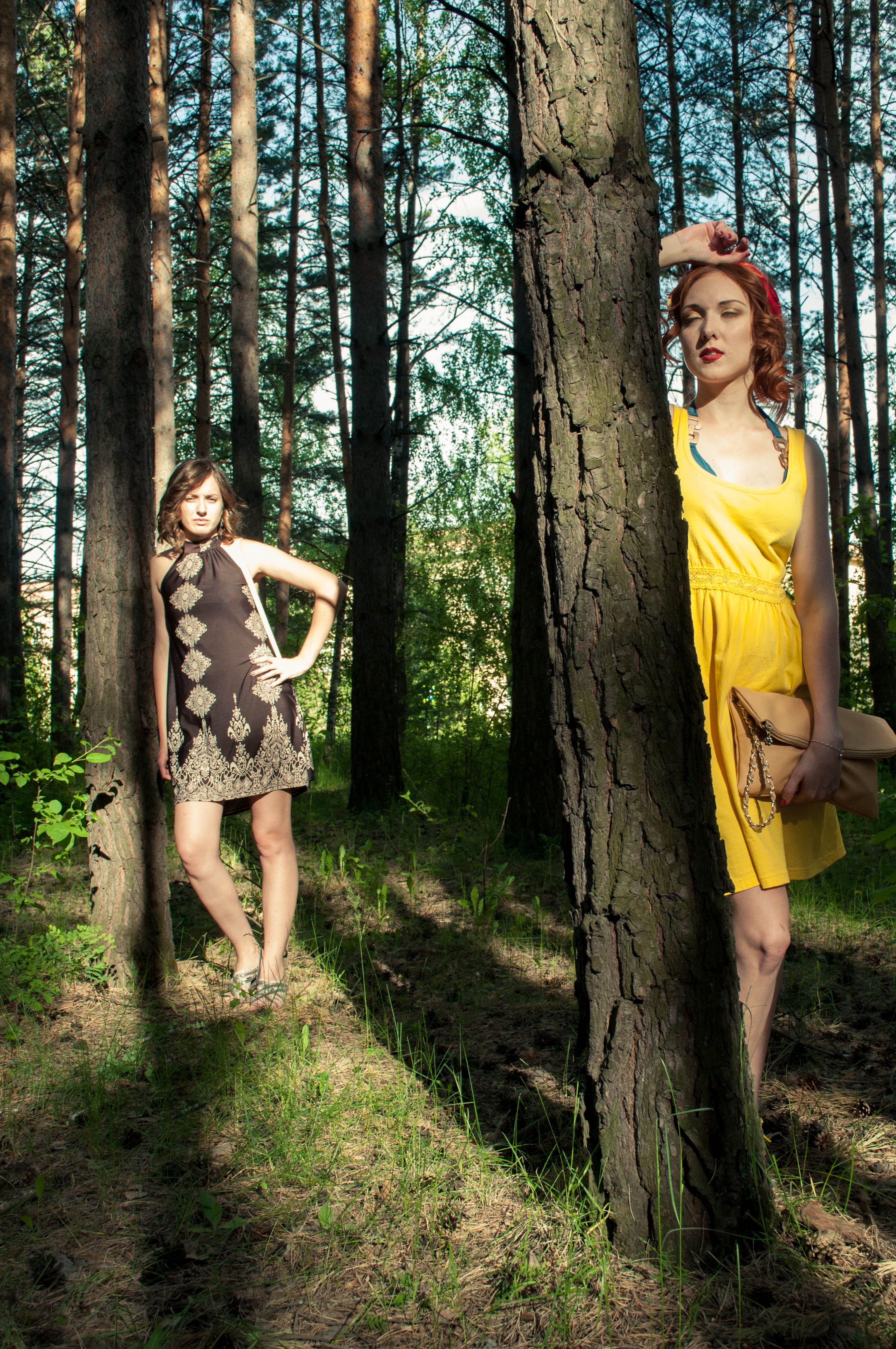 2 women in forest