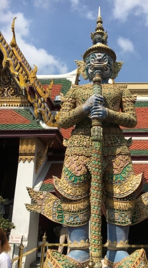 yellow pink and green skulpture in thailand thumbnail
