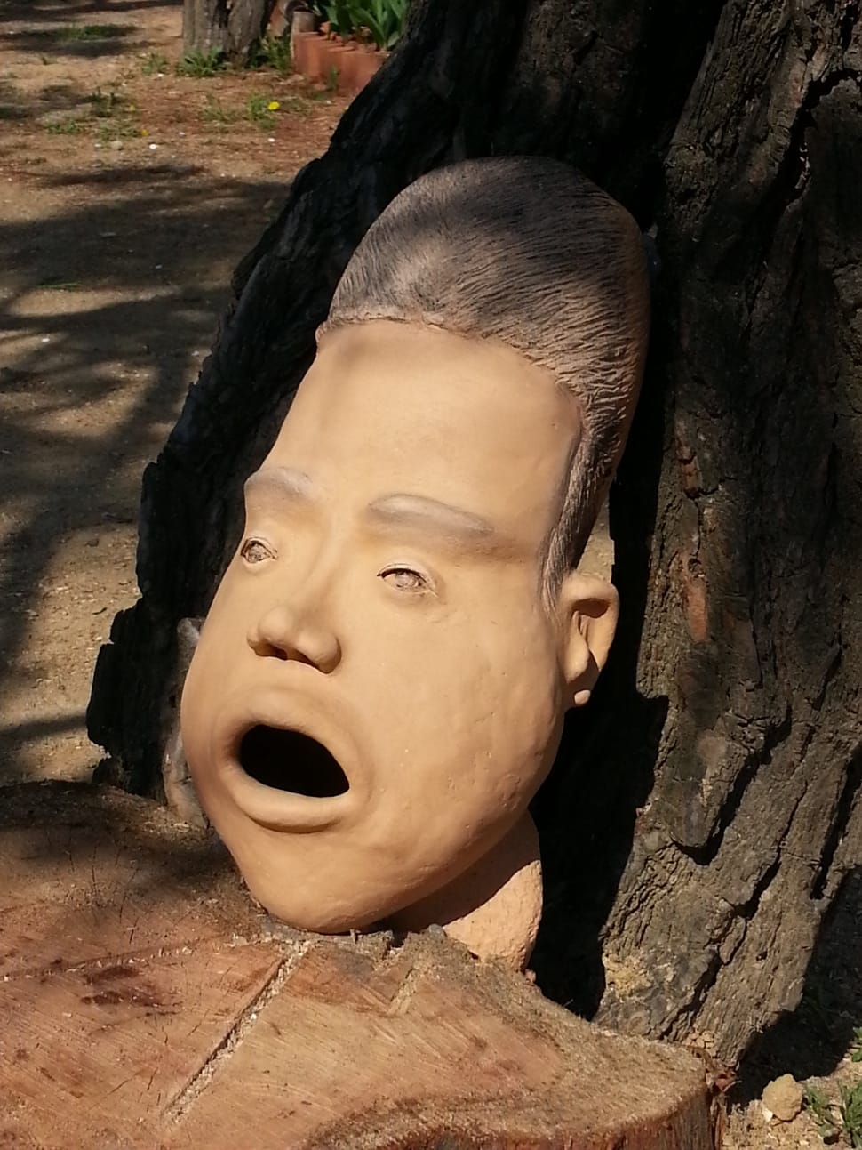 man bust brown wooden sculpture preview