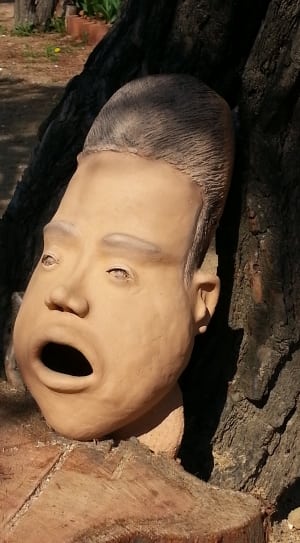 man bust brown wooden sculpture thumbnail