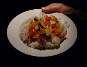 assorted vegetable and steamed rice thumbnail