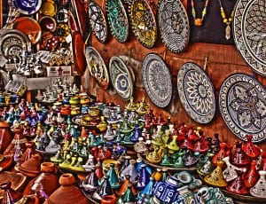 figurine lot and displaying plates thumbnail