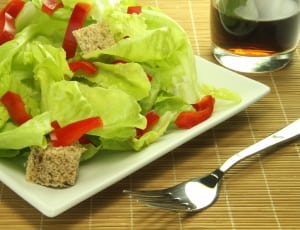 plate with vegetable salad and fork thumbnail
