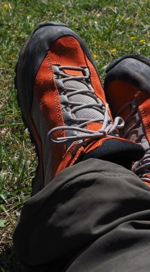 red and black grey suede hiking shoes thumbnail