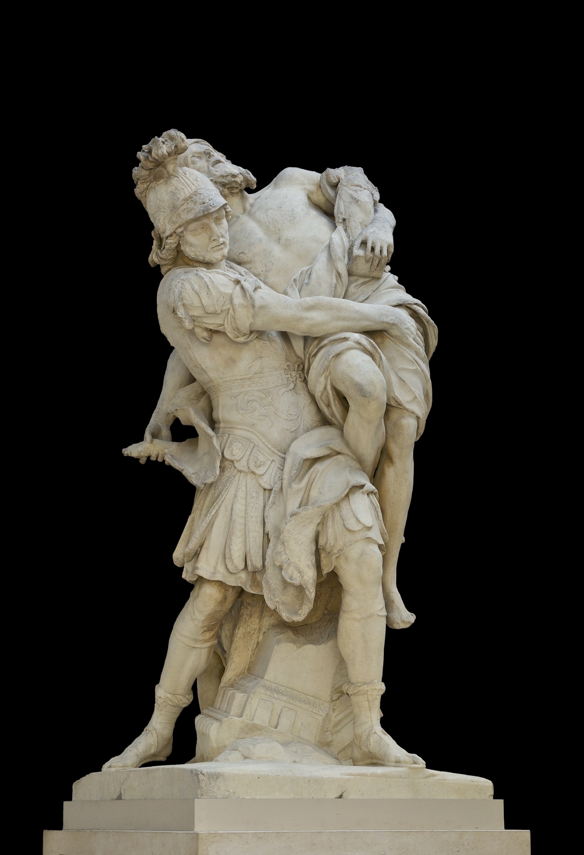 soldier carrying man statue