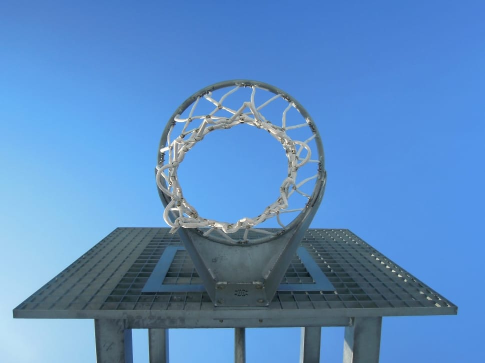 gray metal basketball hoop preview