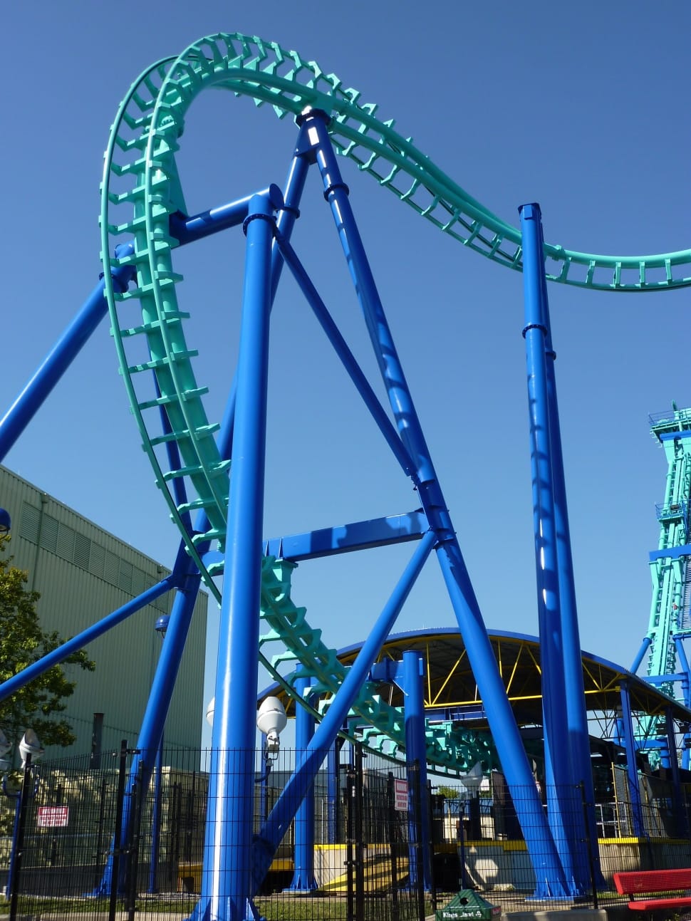 blue and green coaster ride photo preview
