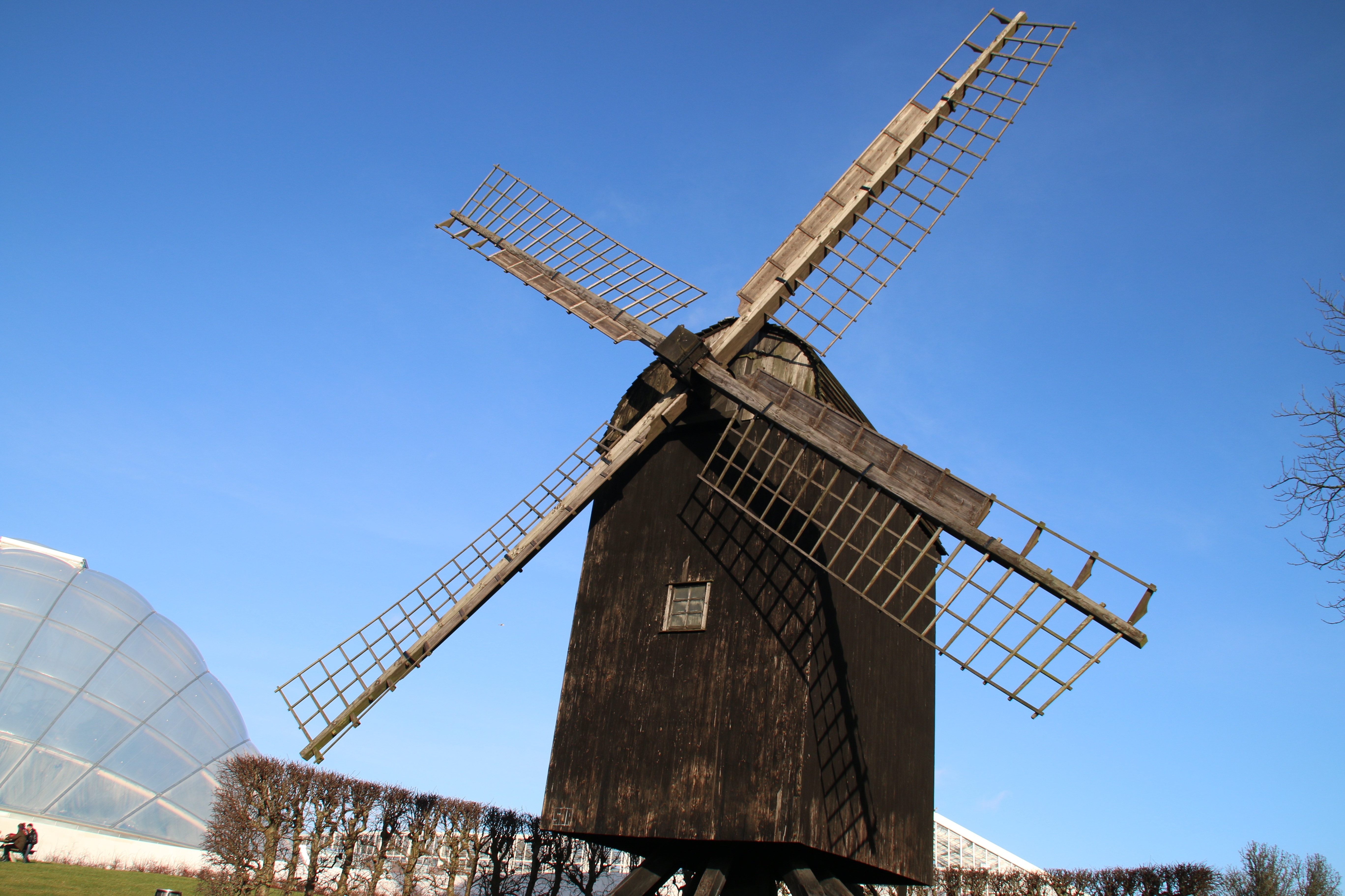 black wooden mill under blue sky