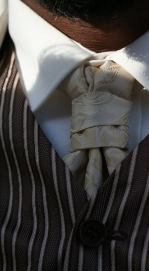 person in brown and white necktie thumbnail