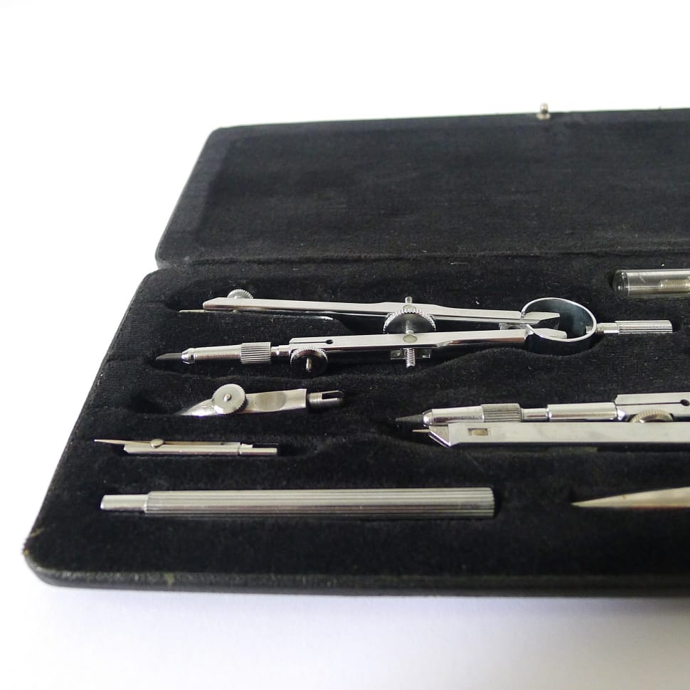 stainless steel bow compass set in box preview