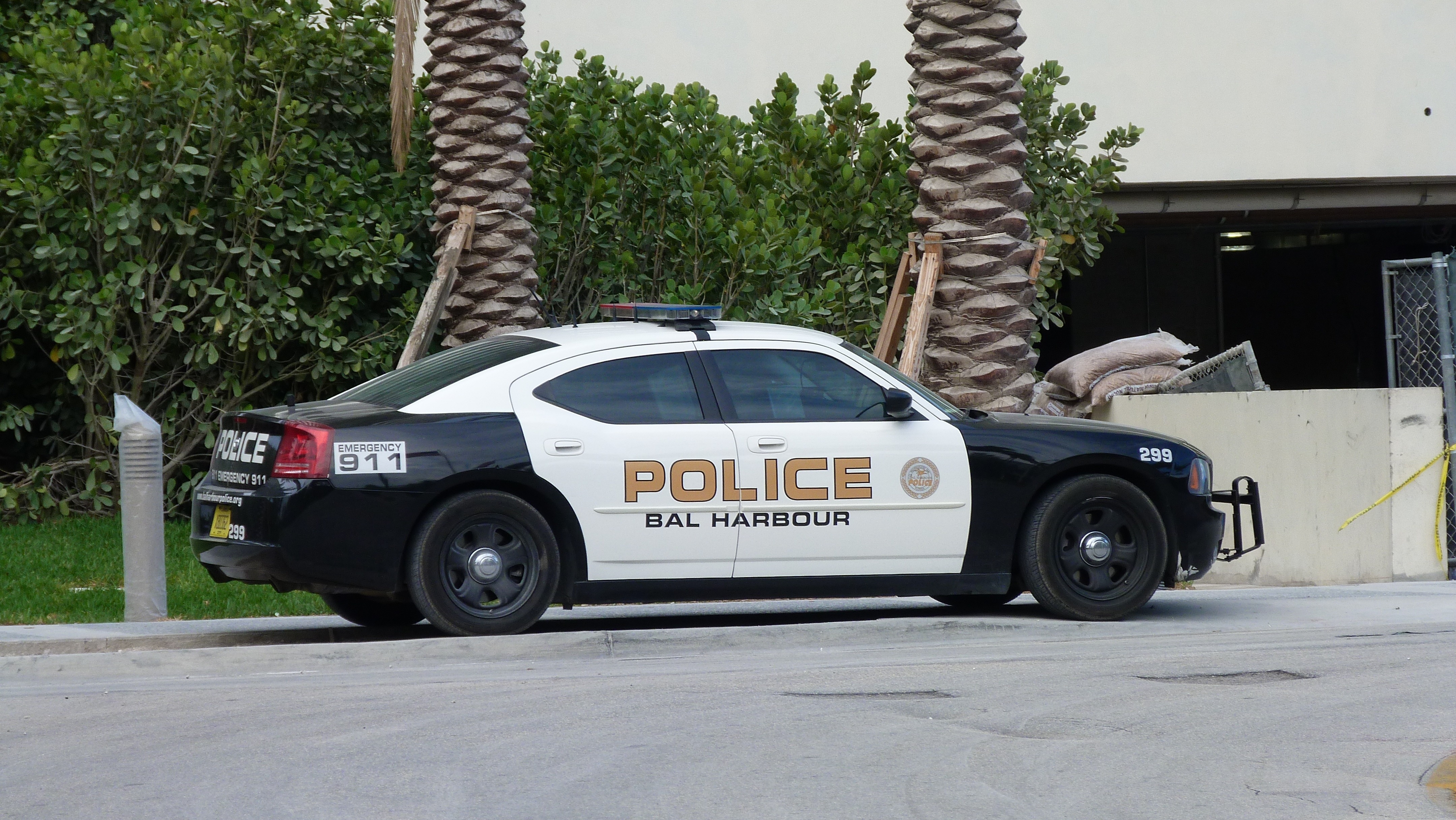 black and white police bal harbour dodge charger