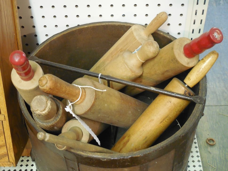 assorted rolling pin in bucket preview
