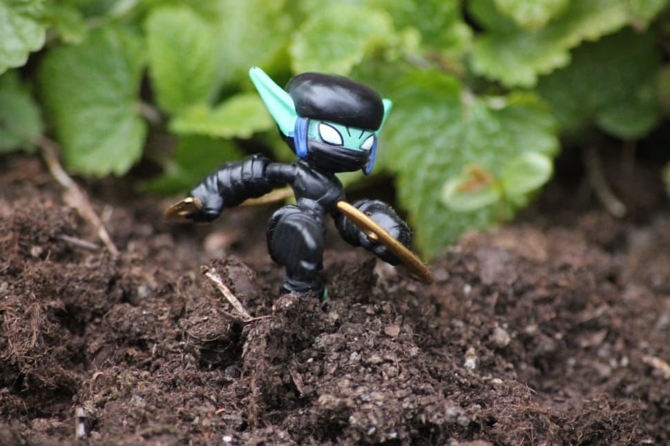 black and teal ninja plastic toy preview