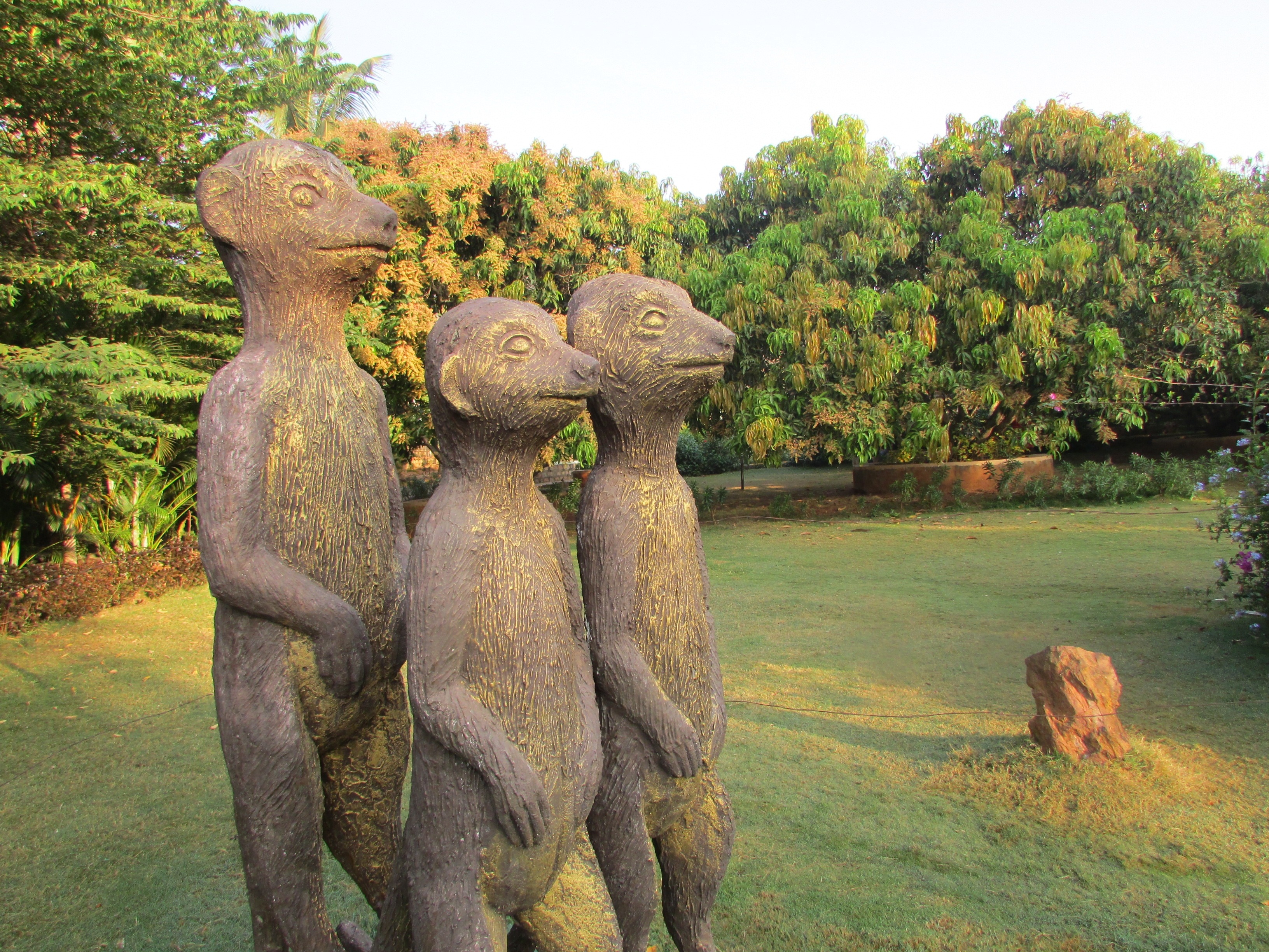 3 primate statues