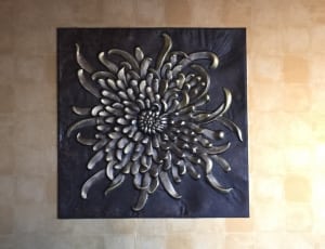 gray and black floral wall decor thumbnail