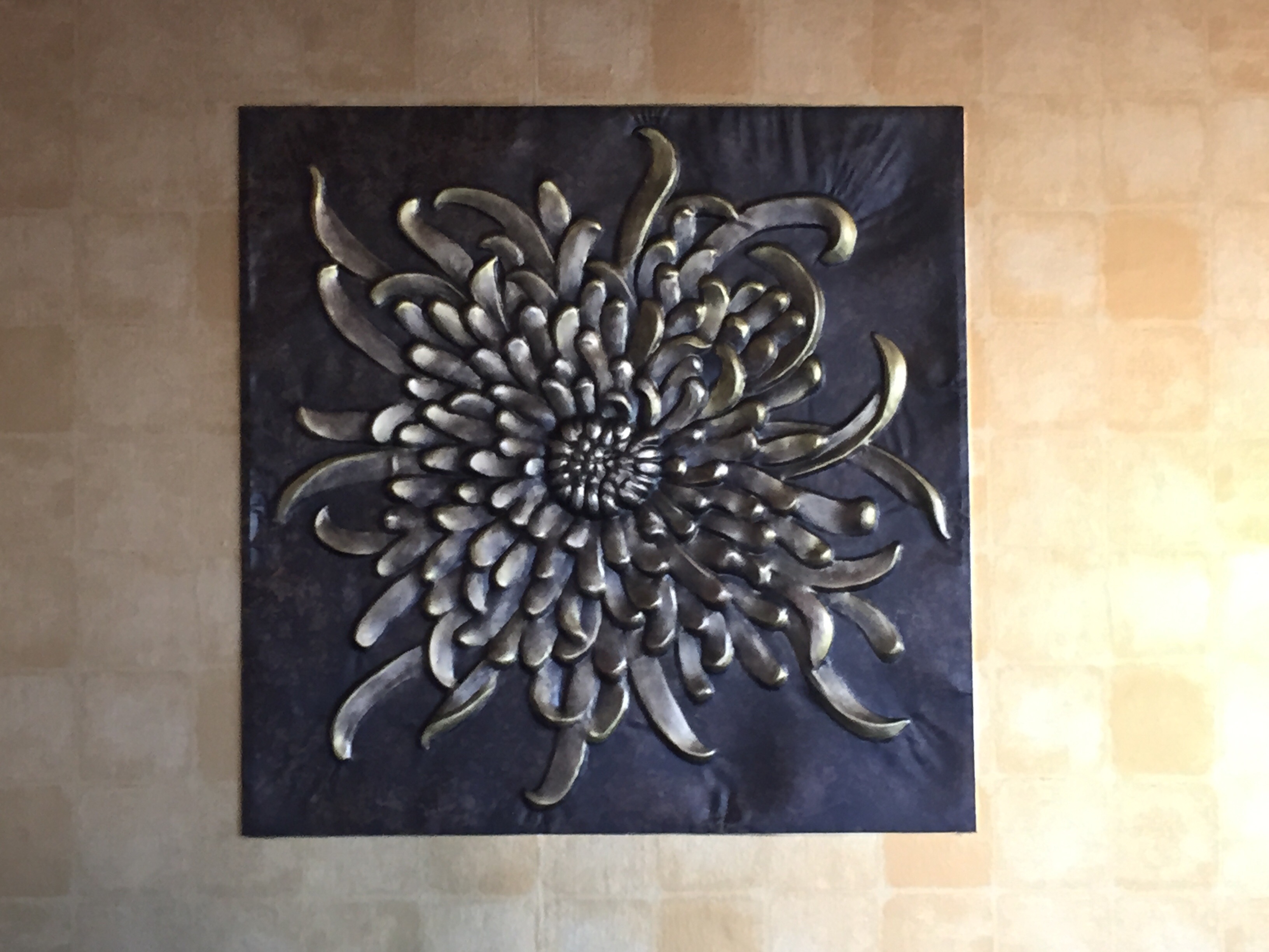 gray and black floral wall decor