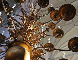 brass uplight chandelier thumbnail