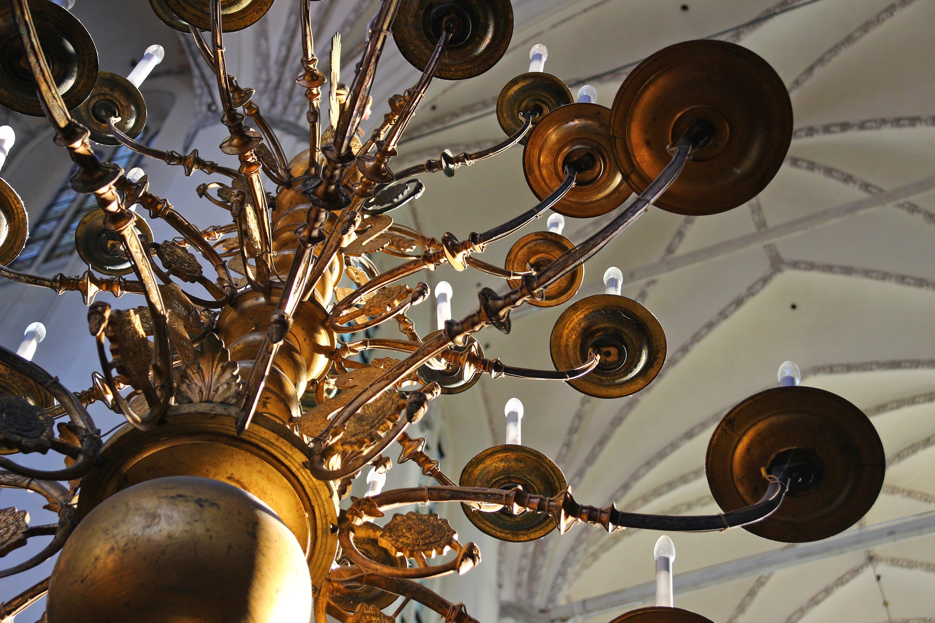 brass uplight chandelier