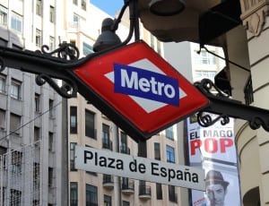 gray red white and blue metro print sign thumbnail