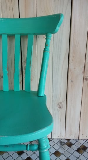 green wooden windsor armless chair thumbnail
