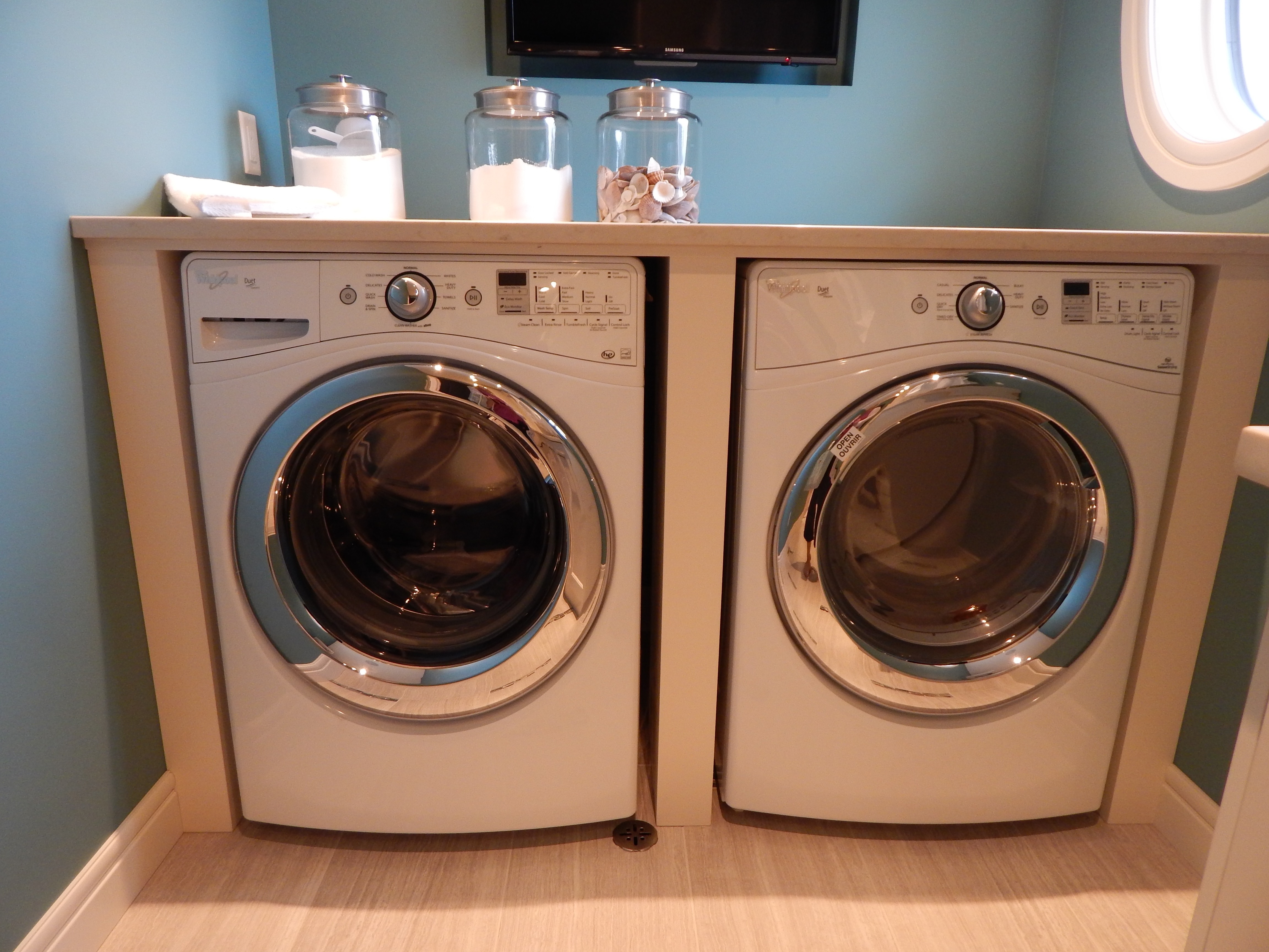 white laundry machines