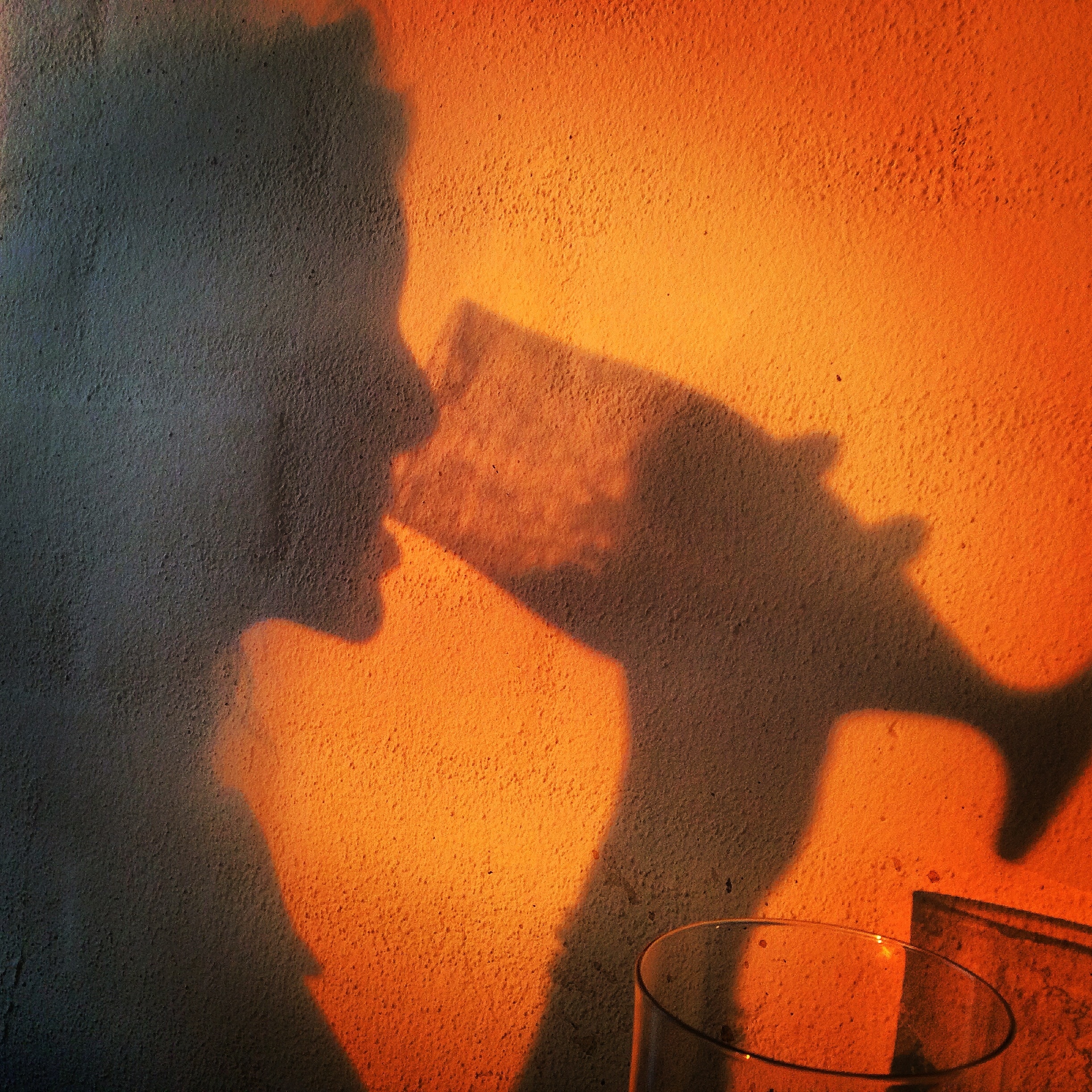 man's shadow drinking