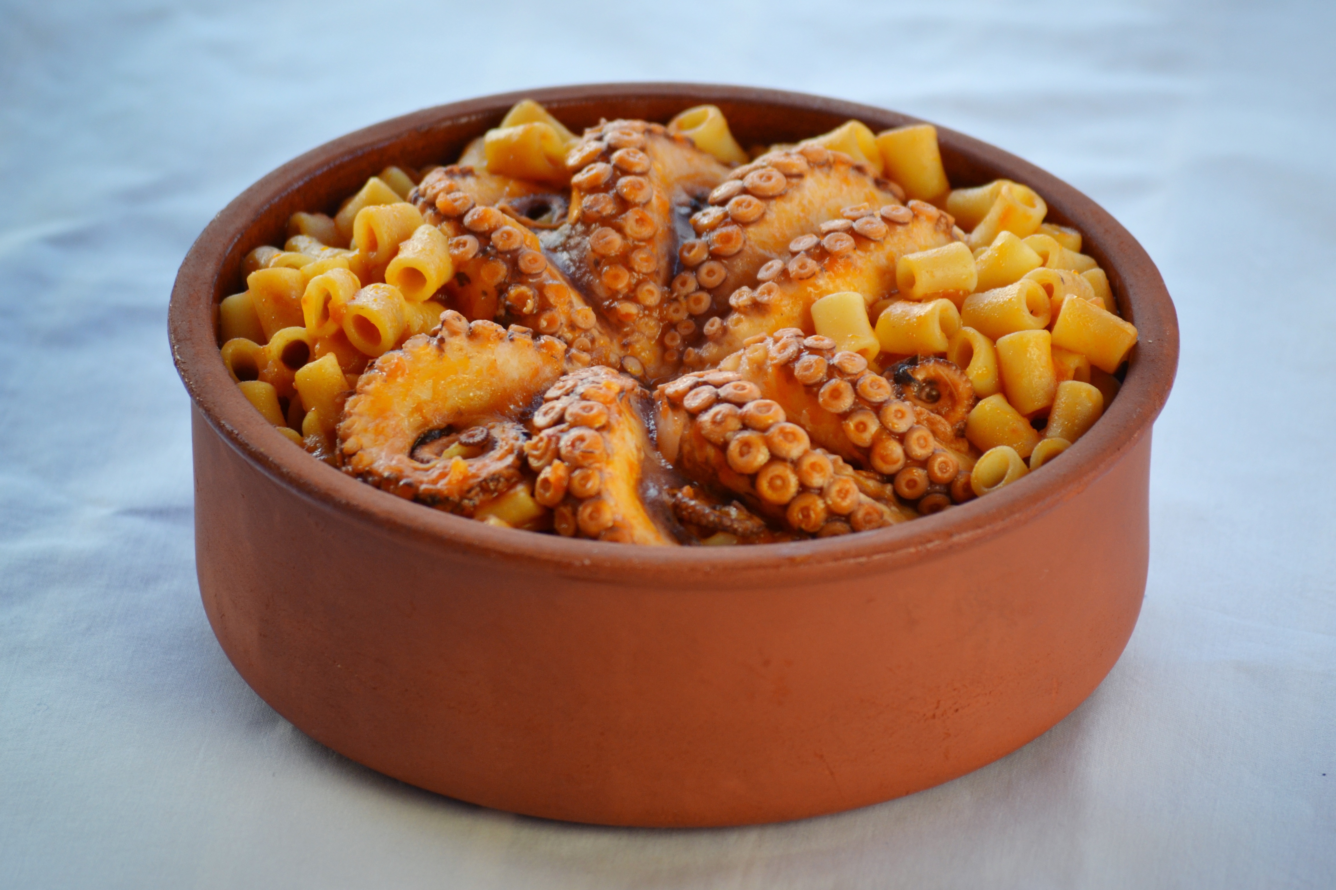 octopus with macaroni dish