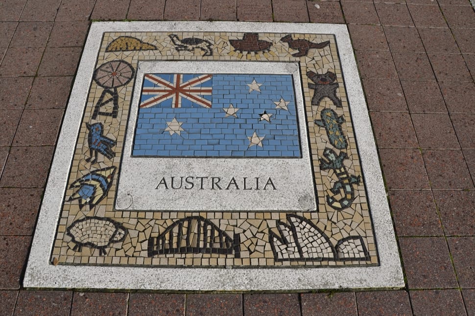 australia brown blue and white area rug preview