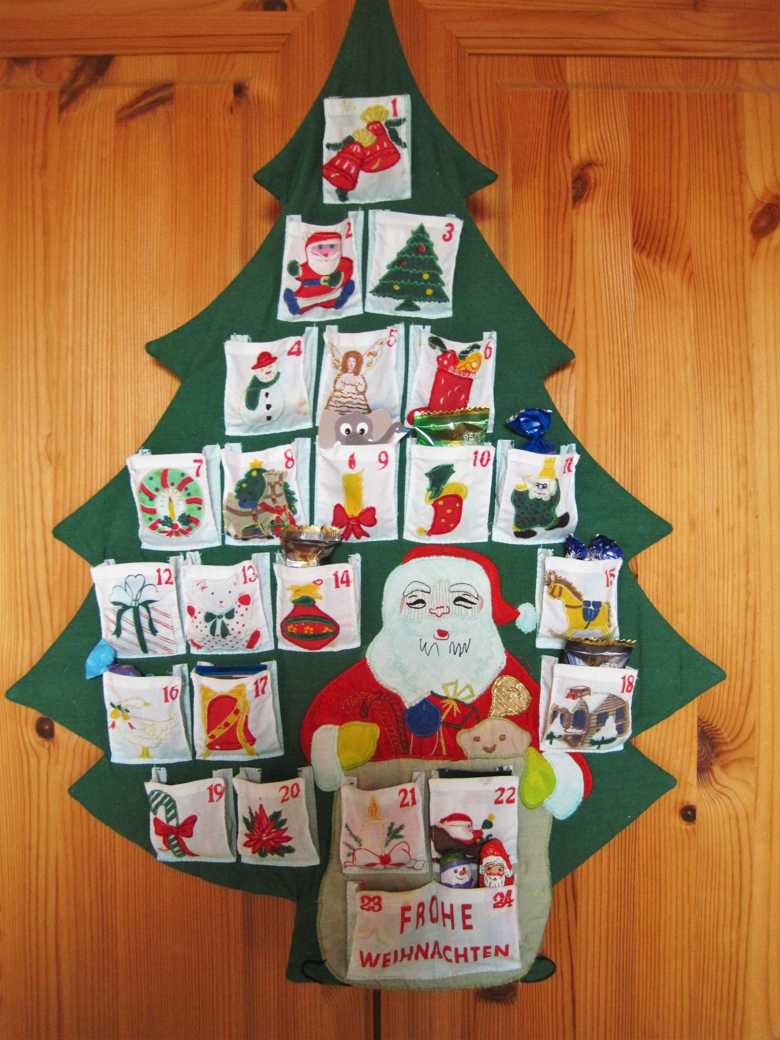 green white and red christmas tree wall decor