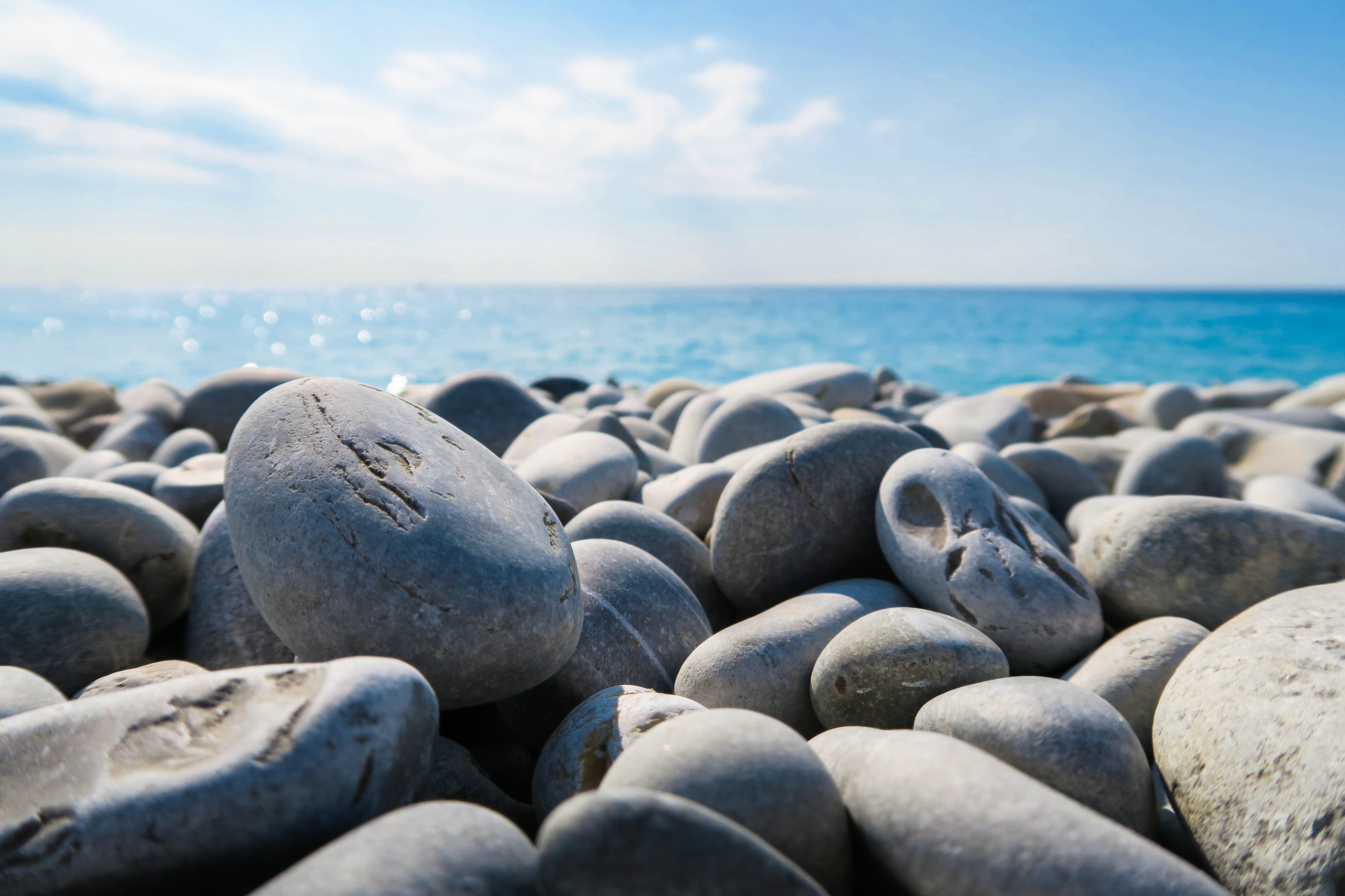 gray stones on seashore