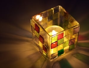 mosaic glass cube votive candle holder thumbnail