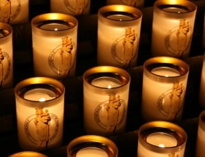 white tealight candles in glass lot thumbnail