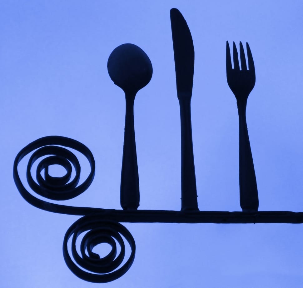 spoon fork and knife steel sign preview