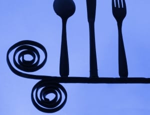 spoon fork and knife steel sign thumbnail