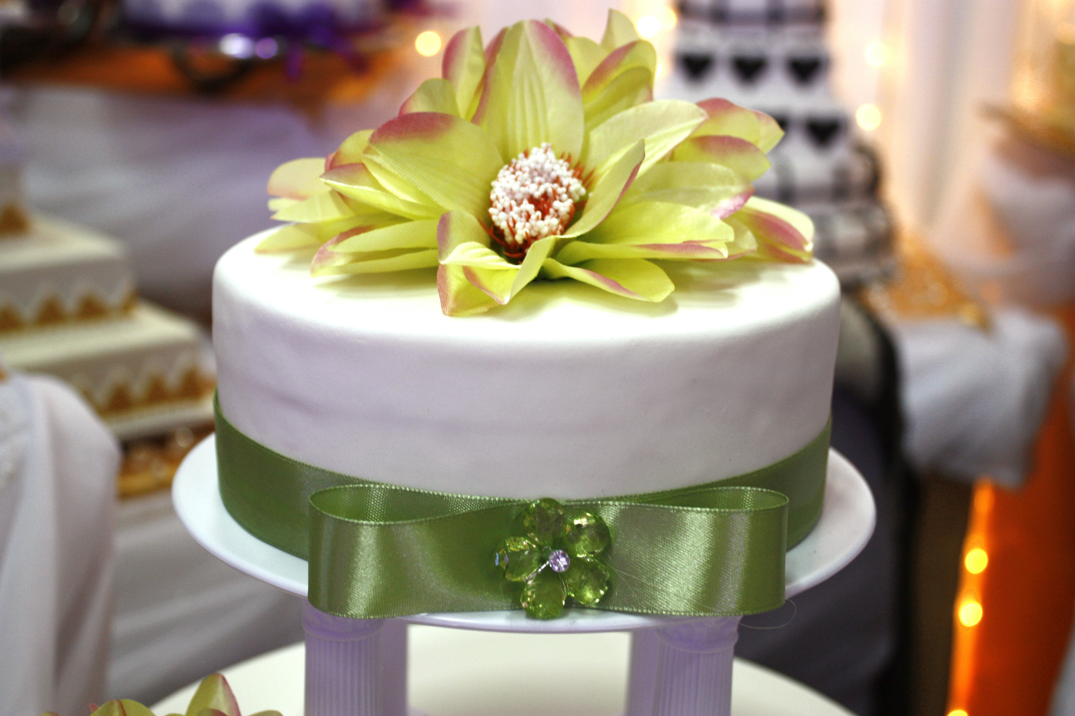 floral cake in closeup photo