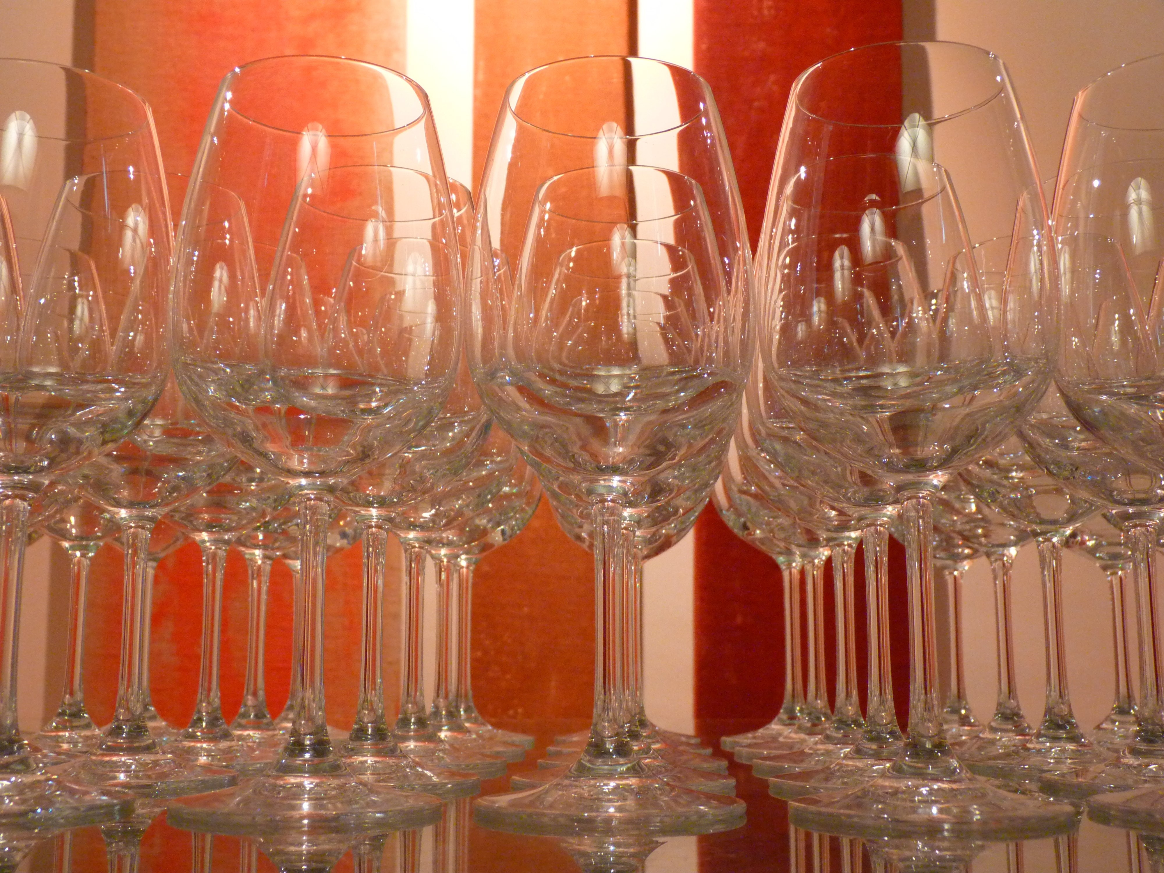 clear long stem wine glass lot